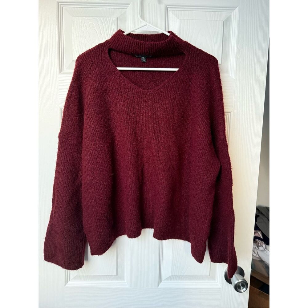 Mossimo Supply Company Sweater XL Women's Burgundy Red High Neck